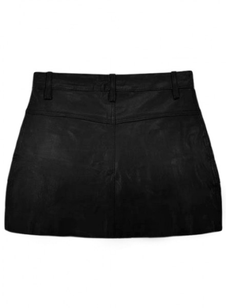 Black Stretch Leather Mini Skirt with Pockets - S Mini