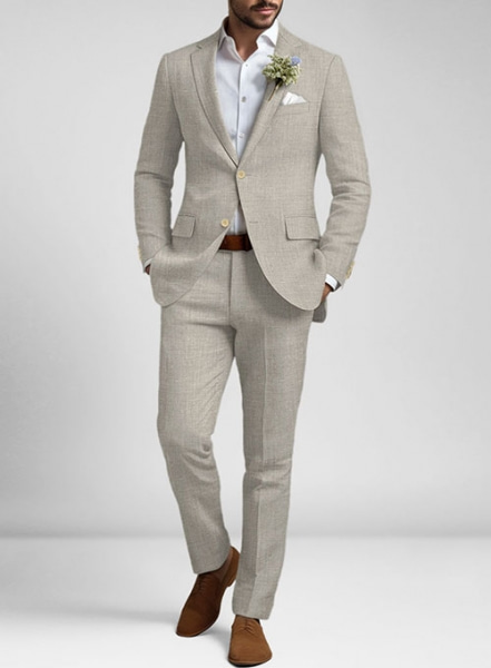 Ivy Beige Pure Linen Suit