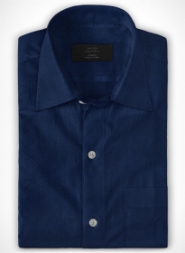 Royal Blue Herringbone Cotton Shirt