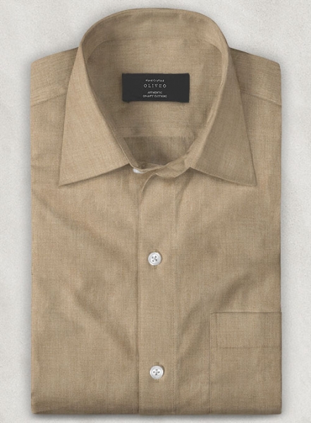 European Beige Linen Shirt - Full Sleeves