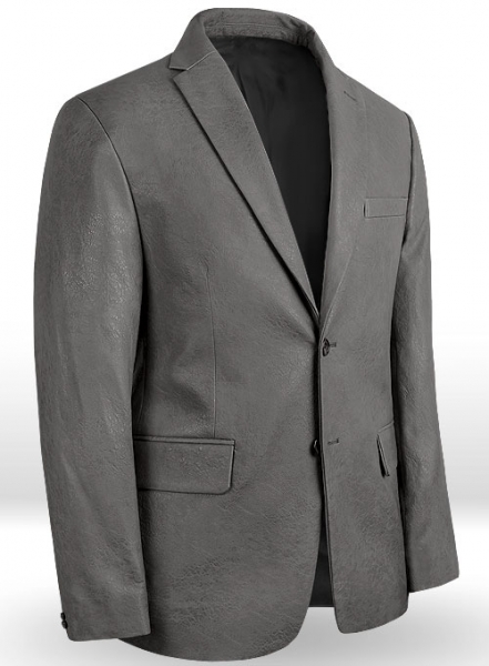 Classic Gray Stretch Pleather Blazer