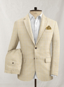 Italian Linen Prima Beige Checks Suit
