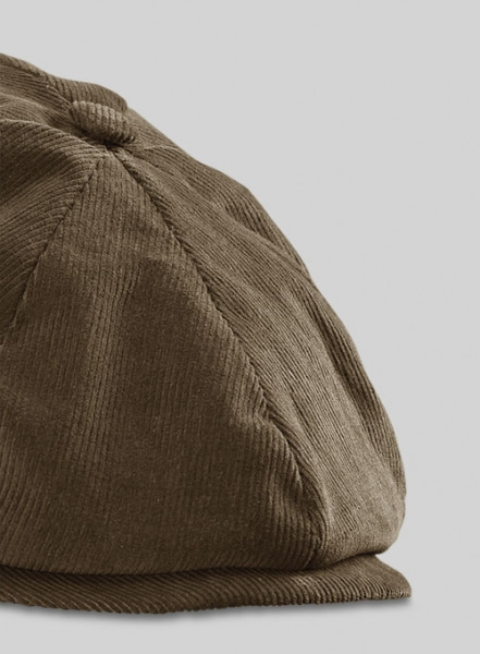 Brown Stretch Corduroy Newsboy Cap