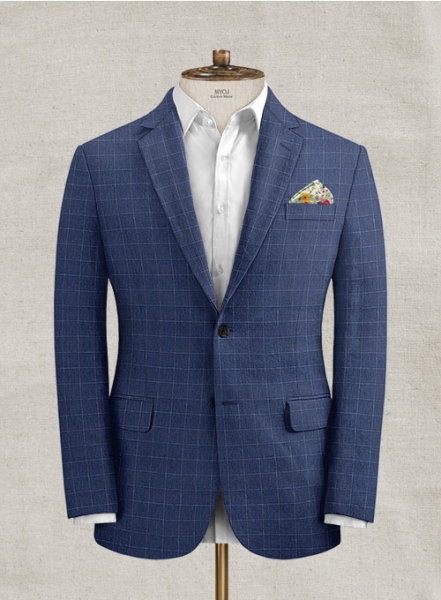 Italian Linen Oxford Blue Checks Suit