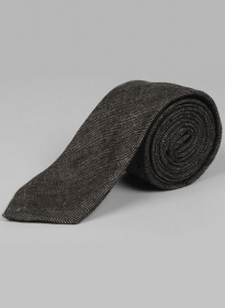 Italian Linen Tie - Carbon Black Herringbone