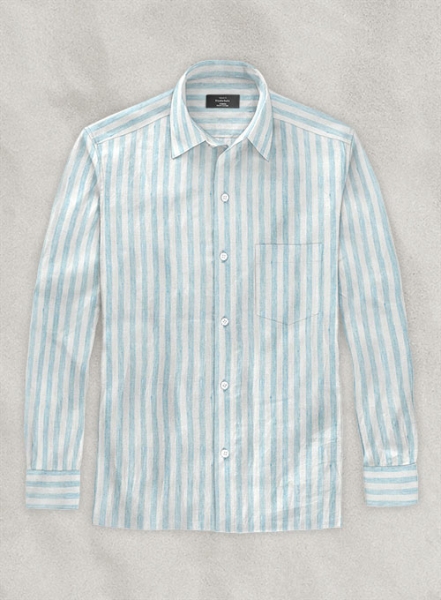 Dublin Blue Stripe Linen Shirt : Made To Measure Custom Jeans For