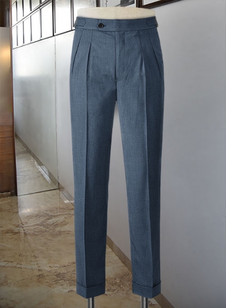 Napolean Stretch Pacific Blue Highland Wool Trousers
