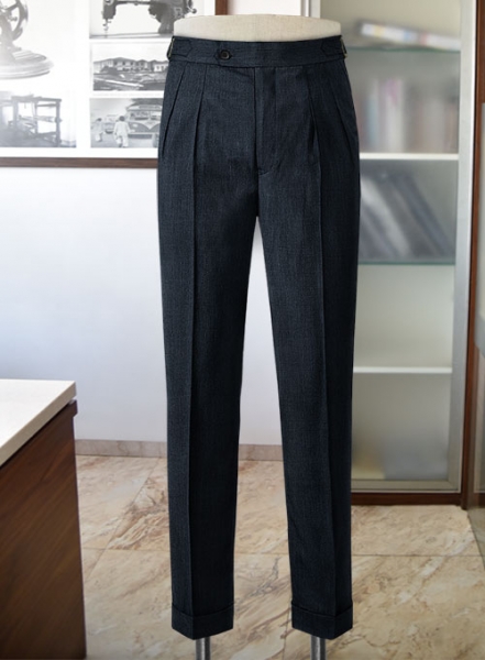 Napolean Stretch Sailor Blue Highland Wool Trousers
