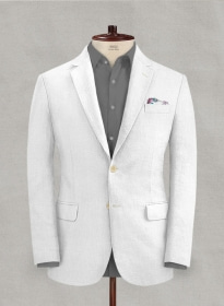 Italian Linen White Herringbone Jacket