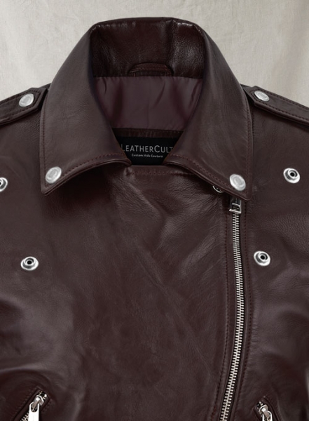 Burgundy Meghan Markle Leather Jacket