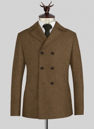 Royal Brown Heavy Tweed Pea Coat