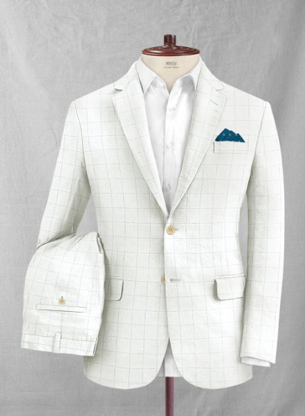 Italian Linen Ramoti Ivory Checks Suit