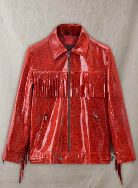 Shiny Red Python Leather Jacket #889