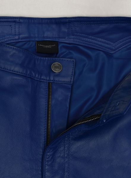 Rich Blue Electric Zipper Combination Leather Pants