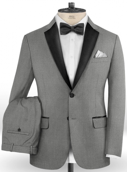 Worsted Mid Charcoal Wool Tuxedo Suit