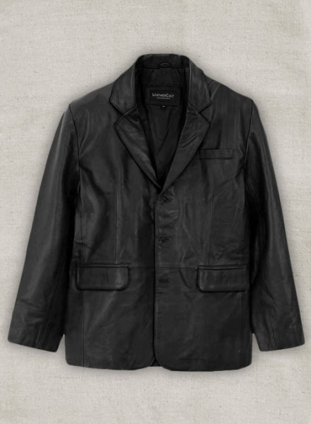 Thick Goat Black Leather Blazer - 48 Regular