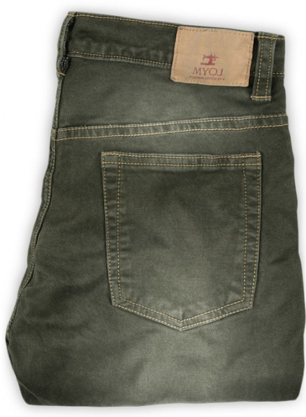 Chester Olive Stretch Jeans - Scrape Wash