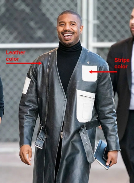 Michael B Jordan Leather Long Coat