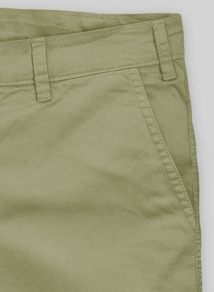 Army Green Stretch Summer Weight Chino Shorts