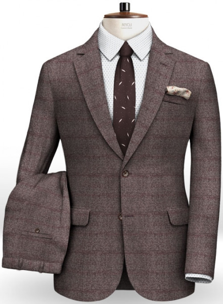 Milan Wine Feather Tweed Suit