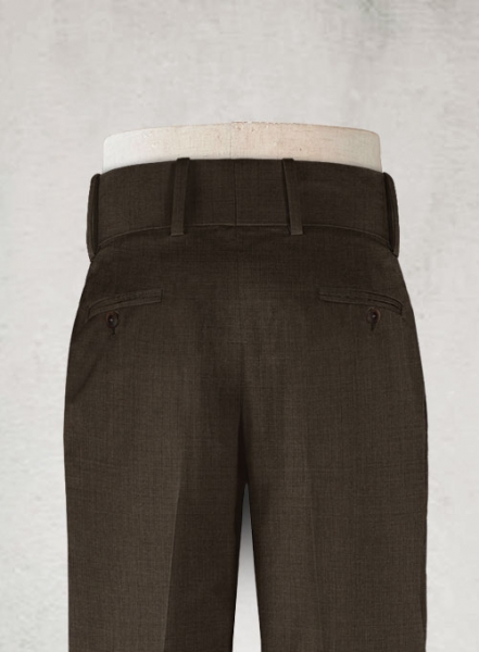 Napolean Sharkskin Dark Brown Double Gurkha Wool Trousers