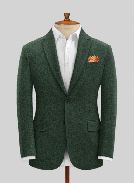 Bottle Green Herringbone Tweed Jacket