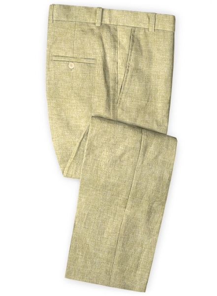 Italian Herringbone Beige Linen Pants