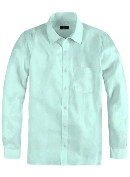 Light Blue Cotton Linen Shirt - Full Sleeves