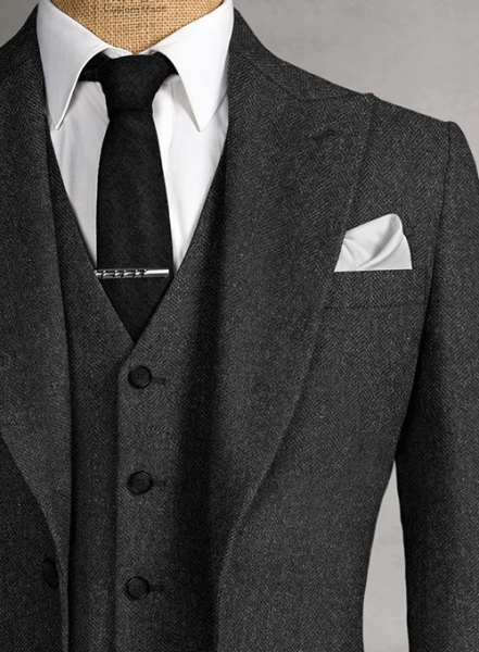 Men's Black Collar Viscose Lining Peaky Blinders Suit Peaky