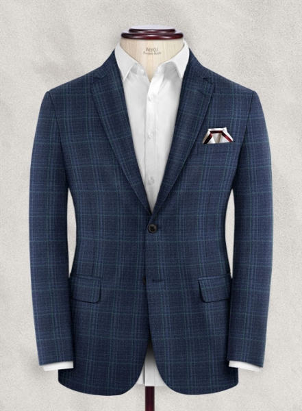 Reda Sapphire Blue Checks Wool Suit