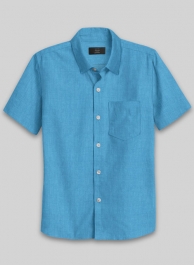 European Blue Linen Shirt - Half Sleeves