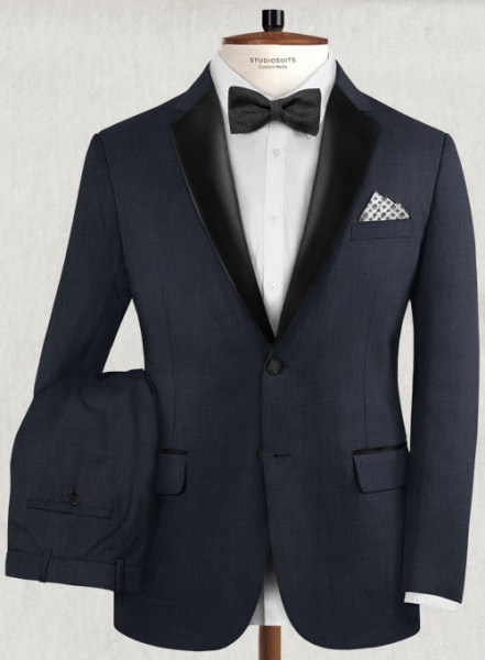 Napolean Dark Blue Wool Tuxedo Suit