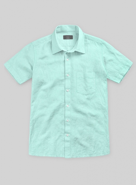 Washed Light Blue Cotton Linen Shirt