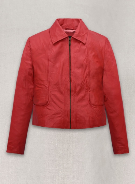 Soft Tango Red Washed Jennifer Lopez Gigli Leather Jacket