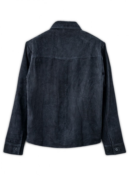 Dark Blue Suede Classic Leather Shirt - XXL Regular