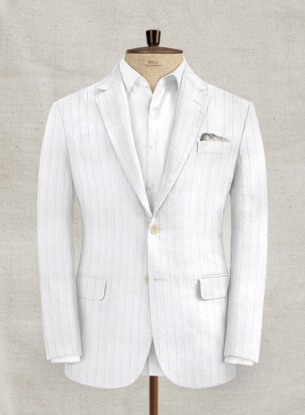 Italian Linen White Stripe Suit