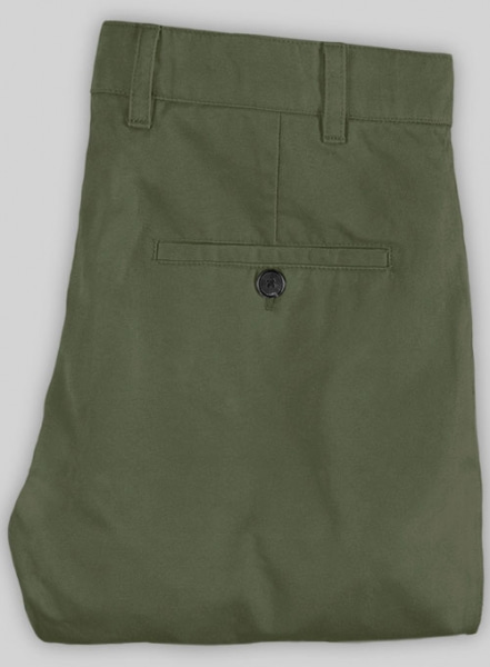Stretch Summer Olive Green Chino Pants Washed