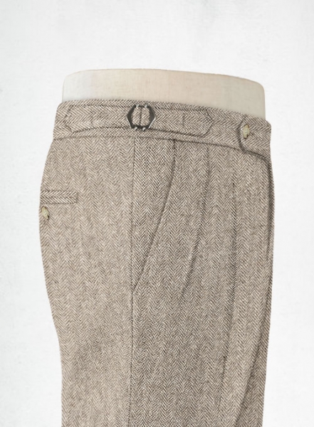 Vintage Herringbone Brown Highland Tweed Trousers