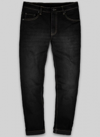 Stretch Jet Black Hard Wash Whisker Jeans