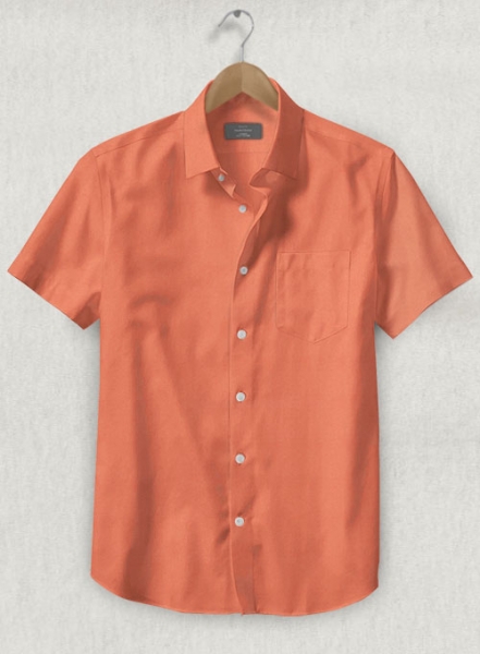 Orange Stretch Twill Shirt - Half Sleeves