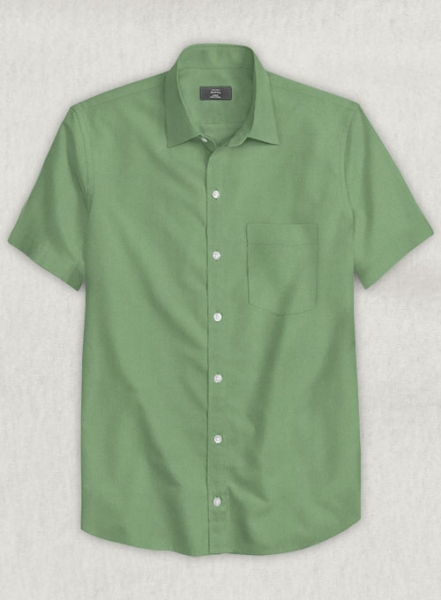 Fern Green Stretch Twill Shirt - Half Sleeves