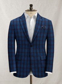 Italian Eberto Blue Checks Tweed Jacket