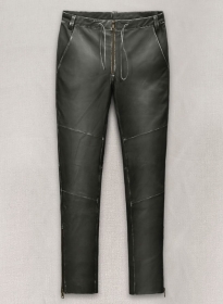 Rubbed Charcoal Ricky Martin Leather Pants
