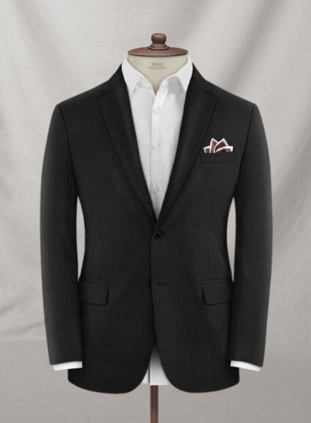 Napolean Black Herringbone Wool Jacket