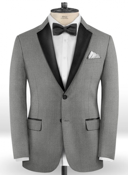 Worsted Mid Charcoal Wool Tuxedo Suit