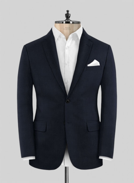 Napolean Navy Herringbone Wool Suit