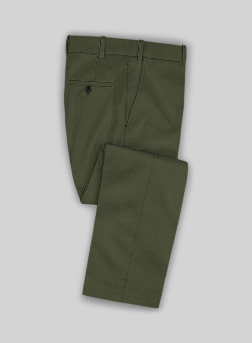 Italian Army Green Cotton Stretch Pants