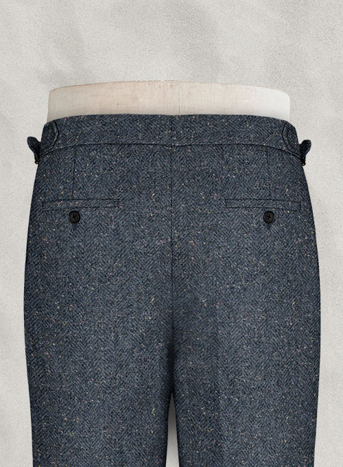 Arc Blue Herringbone Flecks Donegal Highland Tweed Trousers