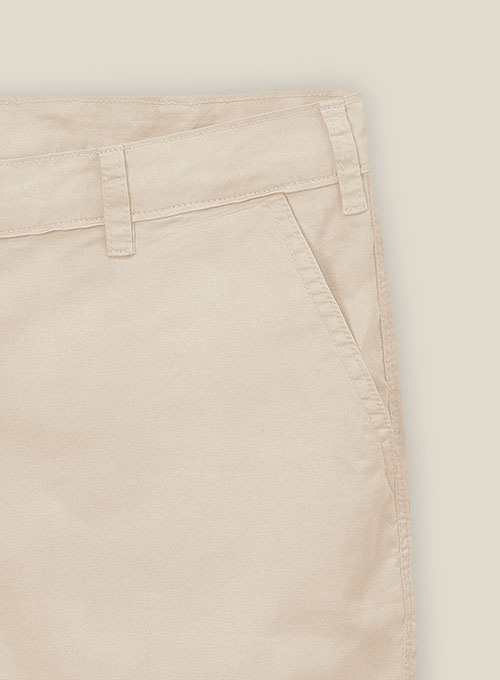 Beige Cotton Power Stretch Chino Shorts