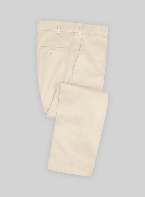 Beige Cotton Power Stretch Chino Pants